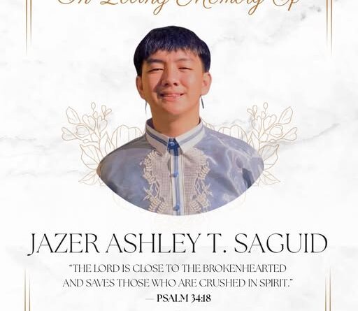 The community of Baguio City and the nursing student body are mourning the passing of Jazer Ashley T. Saguid, who died in May 2026.