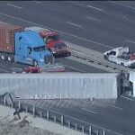 An overturned big rig caused significant traffic delays on southbound Interstate 5 in the Mission Bay area of San Diego early this morning, Thursday, May 7, 2026.